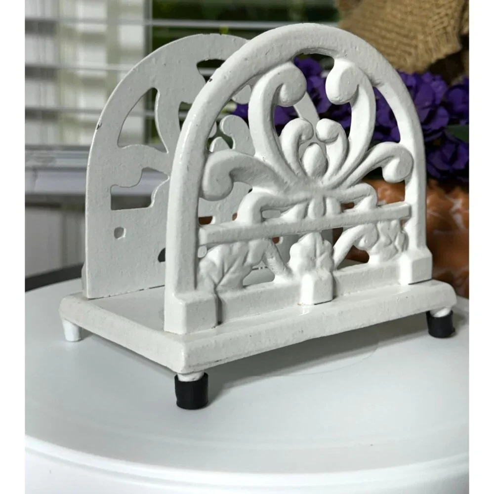 Cast Iron Enamel Napkin Mail Letter Holder Classic Design - Picture 4 of 10